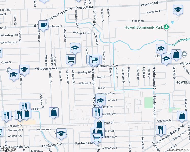 map of restaurants, bars, coffee shops, grocery stores, and more near 3078 North Foster Drive in Baton Rouge