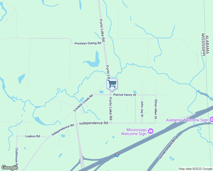 map of restaurants, bars, coffee shops, grocery stores, and more near 9317 Forts Lake Rd in Moss Point