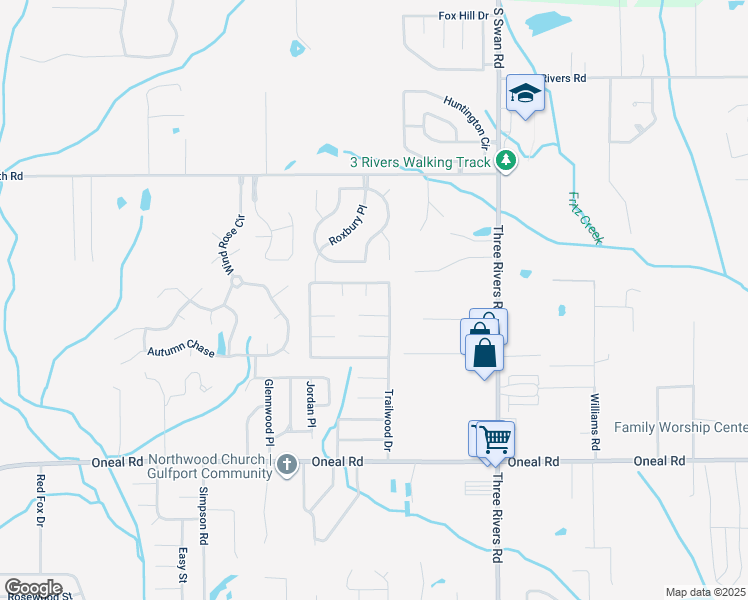 map of restaurants, bars, coffee shops, grocery stores, and more near 13204 Hickory Court in Gulfport