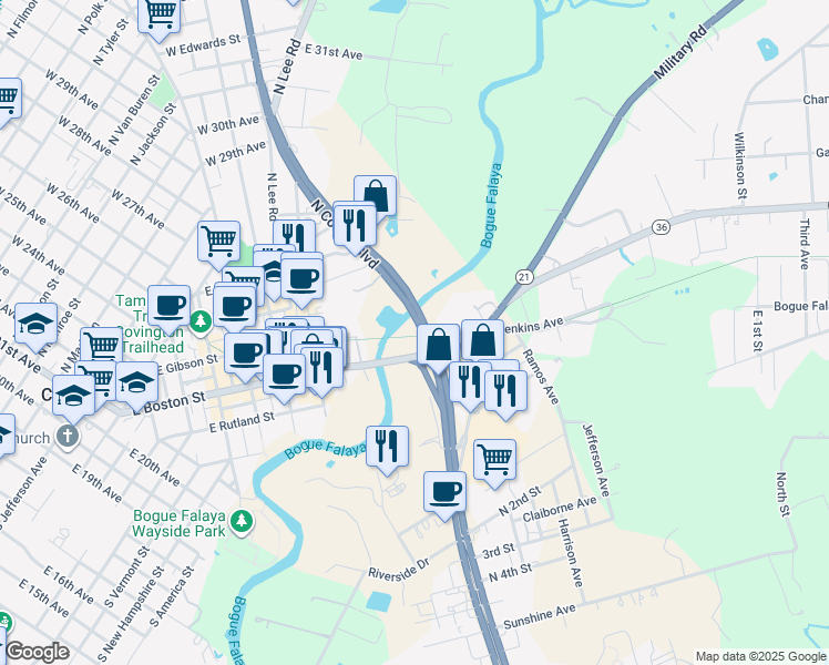 map of restaurants, bars, coffee shops, grocery stores, and more near 848-948 East Boston Street in Covington