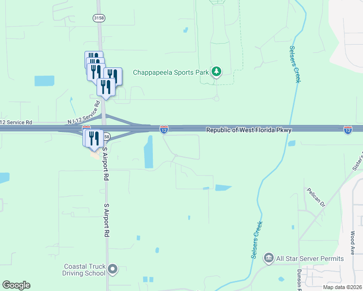map of restaurants, bars, coffee shops, grocery stores, and more near 19216 Doctor John Lambert Drive in Hammond