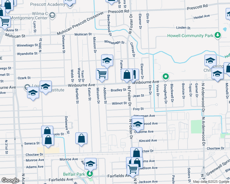 map of restaurants, bars, coffee shops, grocery stores, and more near 4736 Winbourne Avenue in Baton Rouge