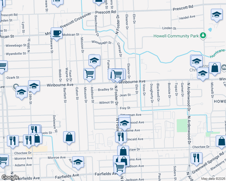 map of restaurants, bars, coffee shops, grocery stores, and more near 4904 Winbourne Avenue in Baton Rouge