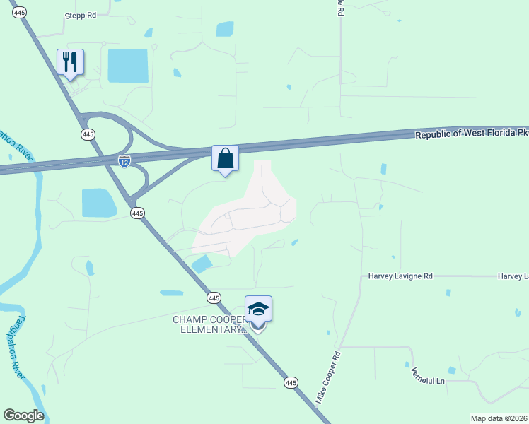 map of restaurants, bars, coffee shops, grocery stores, and more near 42700 Shumard Oak Avenue in Ponchatoula