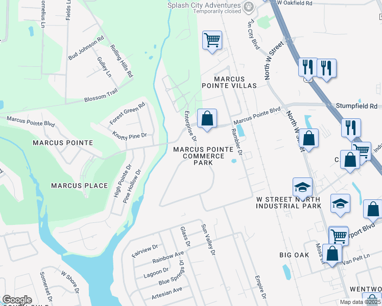 map of restaurants, bars, coffee shops, grocery stores, and more near 6001 Enterprise Drive in Pensacola