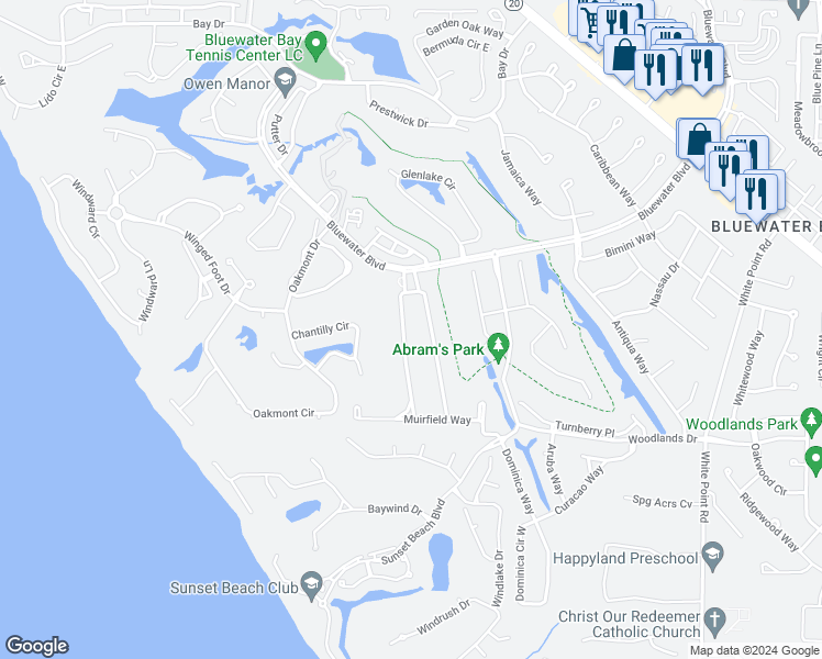 map of restaurants, bars, coffee shops, grocery stores, and more near 1129 Troon Drive West in Niceville