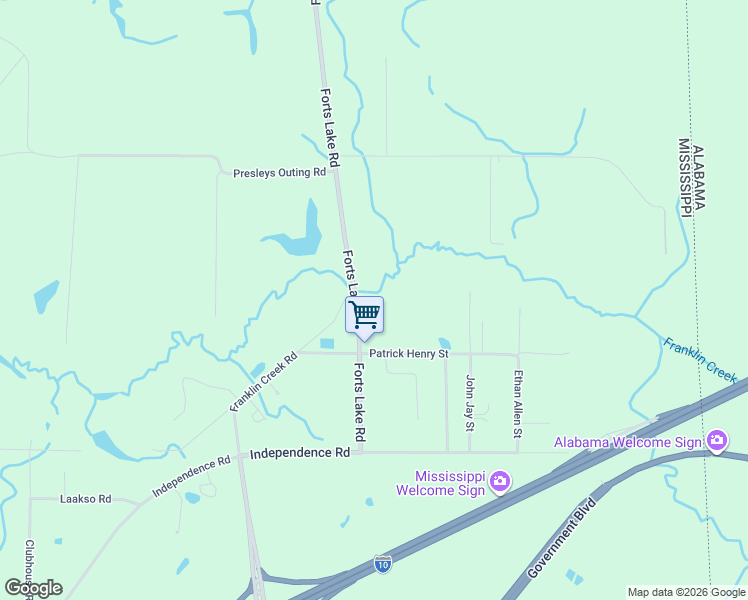 map of restaurants, bars, coffee shops, grocery stores, and more near 9216 Forts Lake Rd in Moss Point