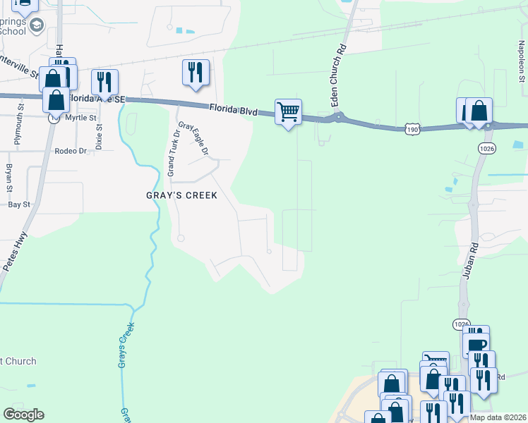 map of restaurants, bars, coffee shops, grocery stores, and more near 9711 Fairhope Lane in Denham Springs