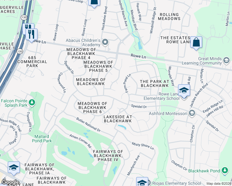 map of restaurants, bars, coffee shops, grocery stores, and more near 2609 Pumpkin Ridge Court in Pflugerville