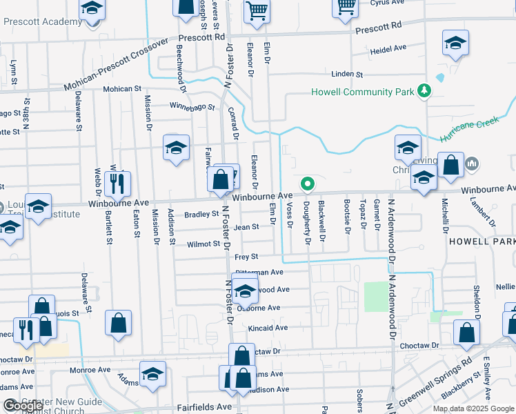 map of restaurants, bars, coffee shops, grocery stores, and more near 5207 Bradley Street in Baton Rouge