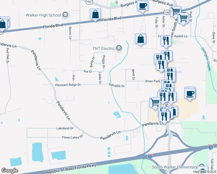 map of restaurants, bars, coffee shops, grocery stores, and more near 12944 Pleasant Ridge Drive in Walker