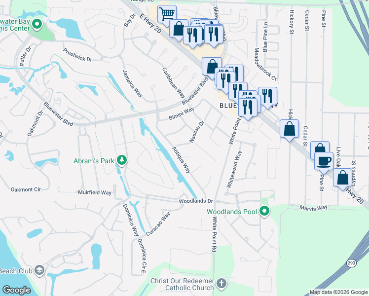 map of restaurants, bars, coffee shops, grocery stores, and more near 510 Nassau Drive in Niceville