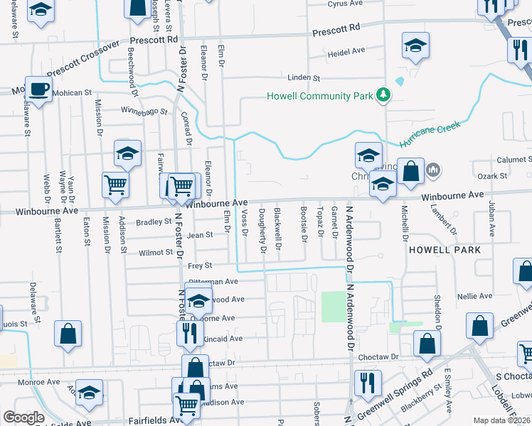 map of restaurants, bars, coffee shops, grocery stores, and more near 3242 Dougherty Drive in Baton Rouge