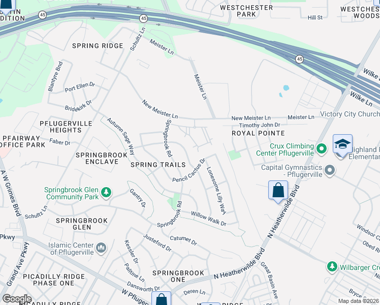 map of restaurants, bars, coffee shops, grocery stores, and more near 18600 Star Gazer Way in Pflugerville