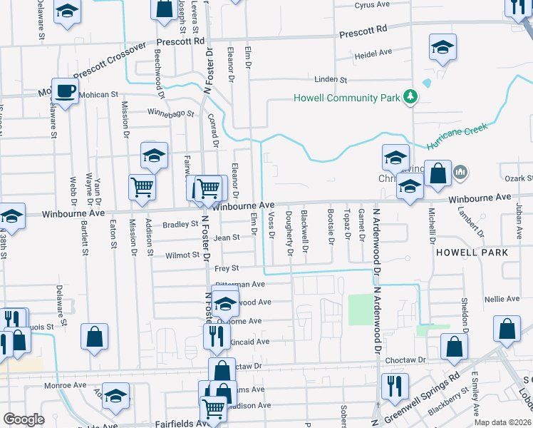 map of restaurants, bars, coffee shops, grocery stores, and more near 3255 Voss Dr in Baton Rouge
