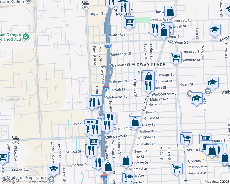 map of restaurants, bars, coffee shops, grocery stores, and more near 3341 Osceola Street in Baton Rouge