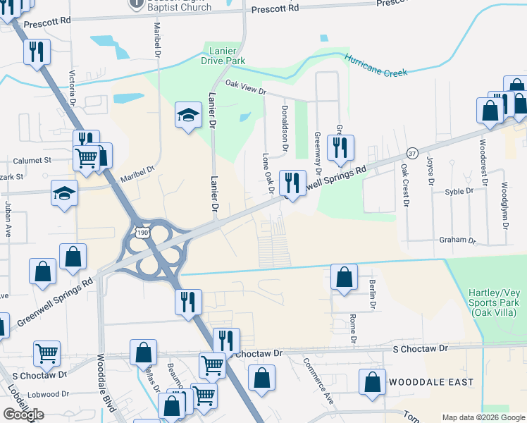 map of restaurants, bars, coffee shops, grocery stores, and more near 8122 Greenwell Springs Rd in Baton Rouge