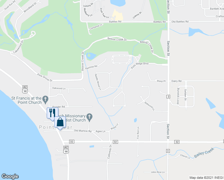 map of restaurants, bars, coffee shops, grocery stores, and more near 6519 Saddle Wood Lane in Fairhope