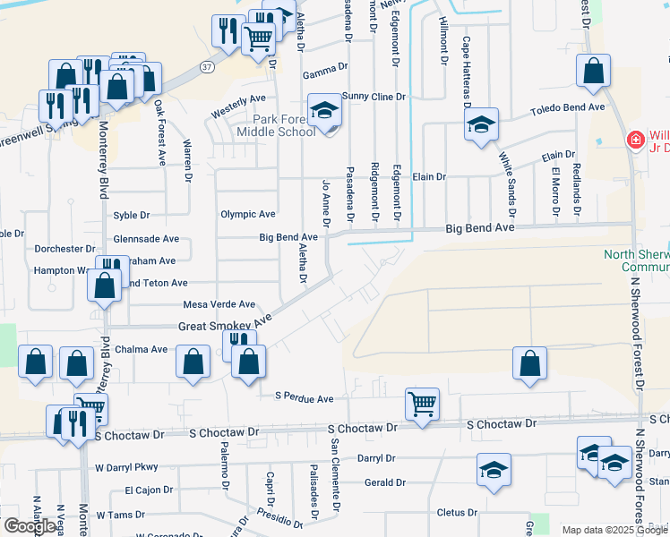 map of restaurants, bars, coffee shops, grocery stores, and more near 3232 Jo Anne Drive in Baton Rouge