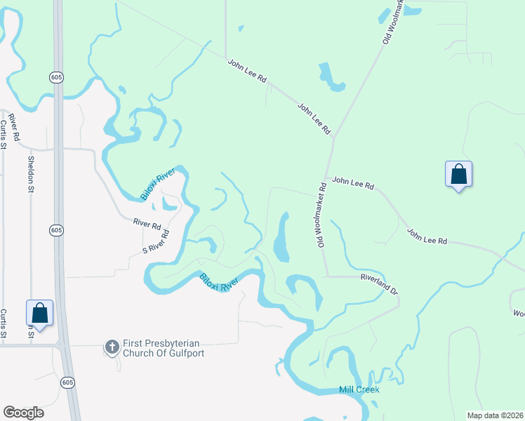 map of restaurants, bars, coffee shops, grocery stores, and more near 10470-10576 Woolmarket Lake Road in Biloxi