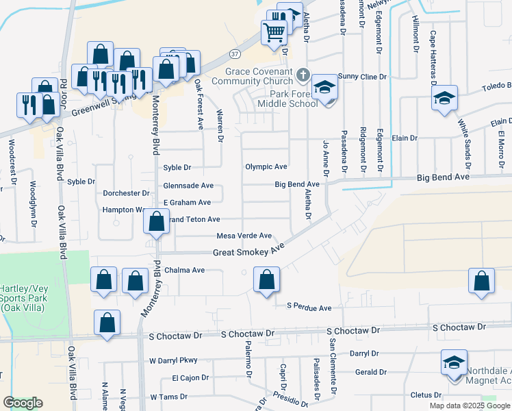 map of restaurants, bars, coffee shops, grocery stores, and more near 9776 Yellowstone Avenue in Baton Rouge