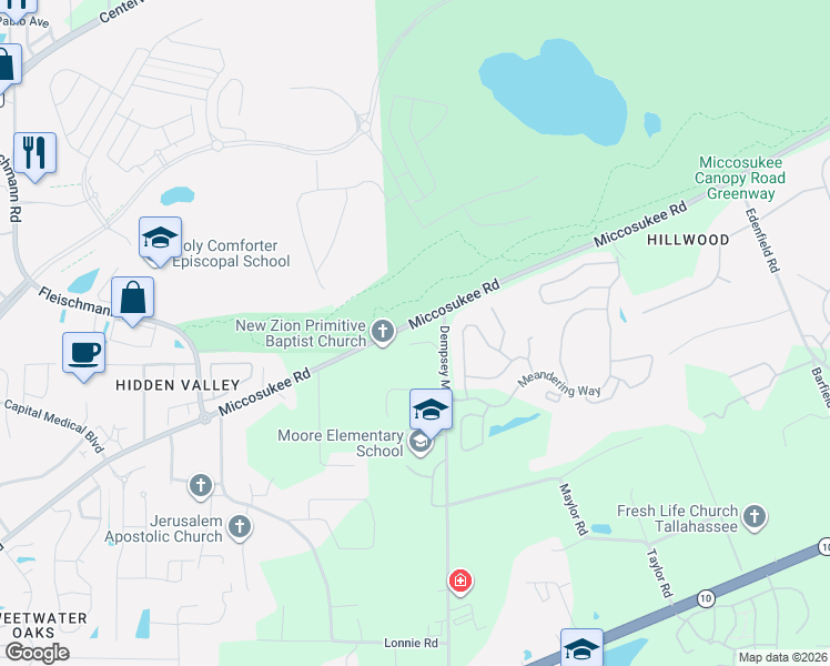 map of restaurants, bars, coffee shops, grocery stores, and more near 3976 Emerald Chase Drive in Tallahassee
