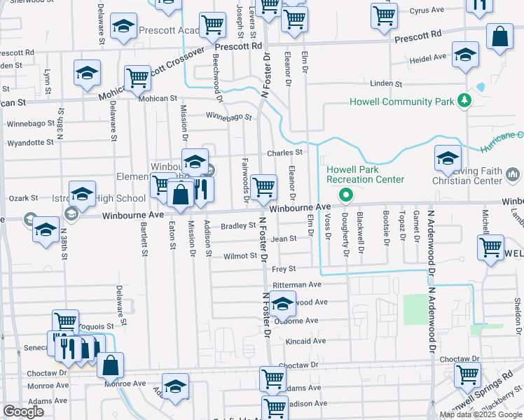 map of restaurants, bars, coffee shops, grocery stores, and more near in Baton Rouge