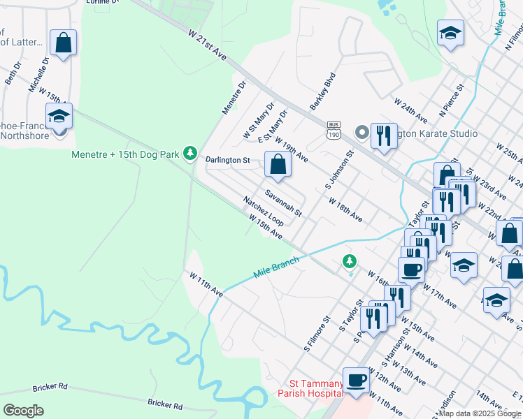 map of restaurants, bars, coffee shops, grocery stores, and more near 1449 Natchez Loop in Covington