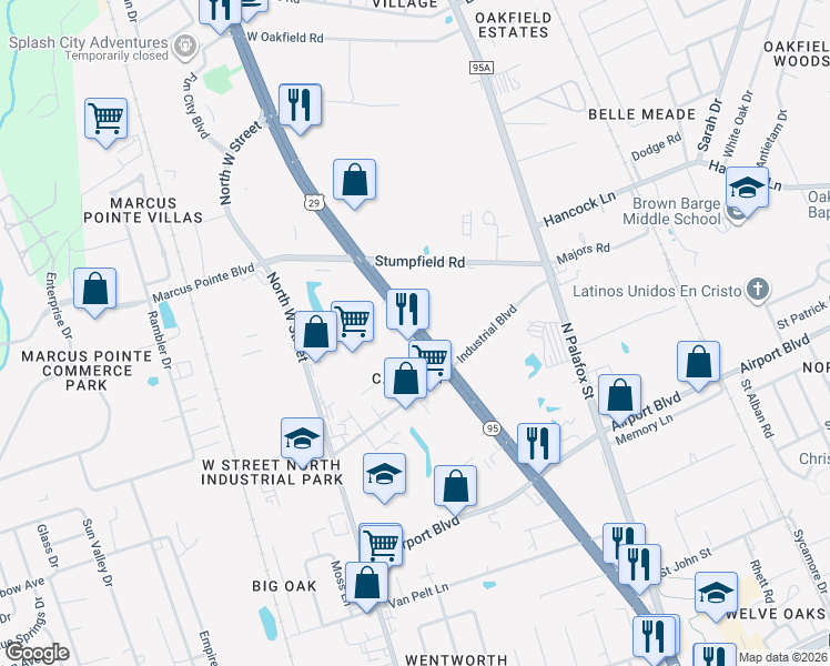 map of restaurants, bars, coffee shops, grocery stores, and more near Pensacola Boulevard in Pensacola