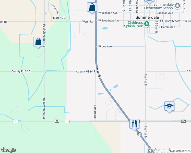 map of restaurants, bars, coffee shops, grocery stores, and more near Barnard Road in Summerdale