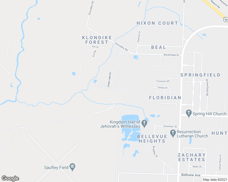 map of restaurants, bars, coffee shops, grocery stores, and more near 6842 Cedar Lake Drive in Pensacola