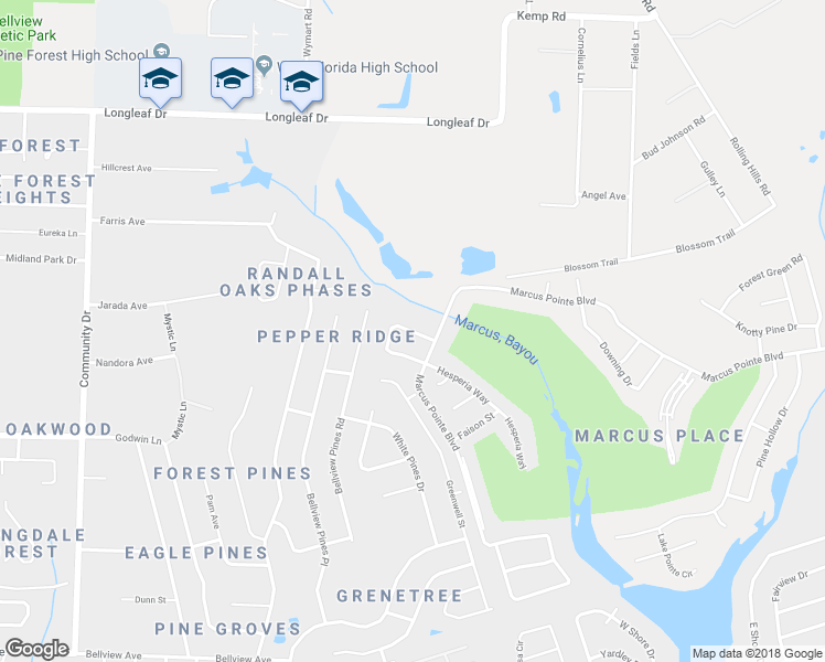map of restaurants, bars, coffee shops, grocery stores, and more near 3053 Liana Lane in Pensacola