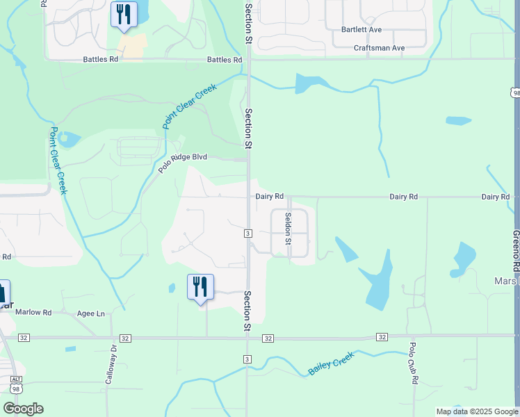 map of restaurants, bars, coffee shops, grocery stores, and more near 7143 Penbridge Avenue in Fairhope