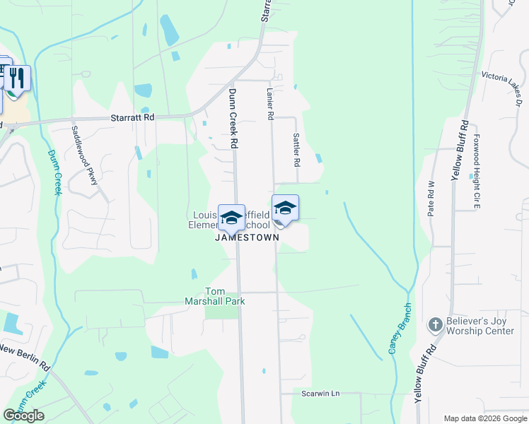 map of restaurants, bars, coffee shops, grocery stores, and more near 13333 Lanier Road in Jacksonville