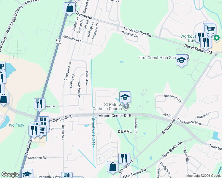 map of restaurants, bars, coffee shops, grocery stores, and more near 469 Shamrock Avenue South in Jacksonville