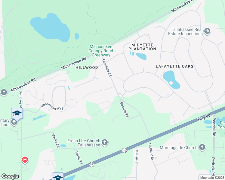 map of restaurants, bars, coffee shops, grocery stores, and more near 2140 Edenfield Road in Tallahassee