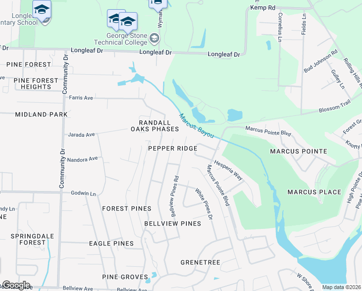 map of restaurants, bars, coffee shops, grocery stores, and more near 6733 Bellview Pines Road in Pensacola
