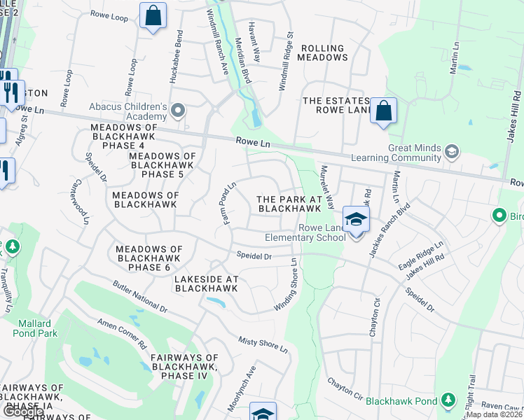 map of restaurants, bars, coffee shops, grocery stores, and more near 2800 Mission Tejas Drive in Pflugerville