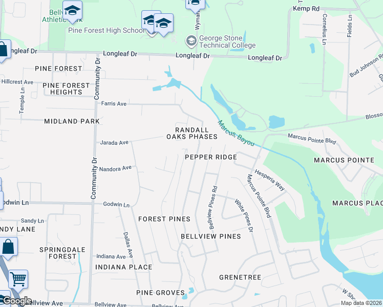 map of restaurants, bars, coffee shops, grocery stores, and more near 6738 Chicago Avenue in Pensacola