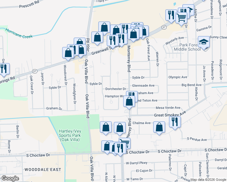 map of restaurants, bars, coffee shops, grocery stores, and more near 3088 Courtland Circle in Baton Rouge