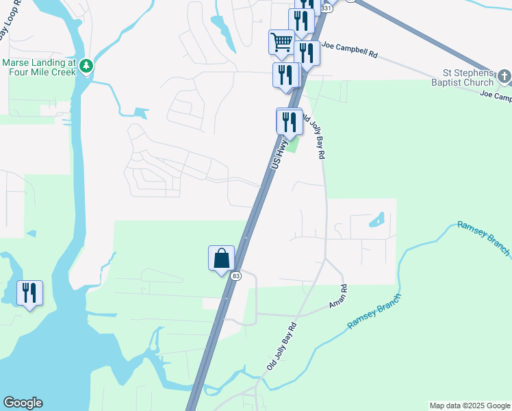 map of restaurants, bars, coffee shops, grocery stores, and more near 16835 U.S. 331 in Freeport