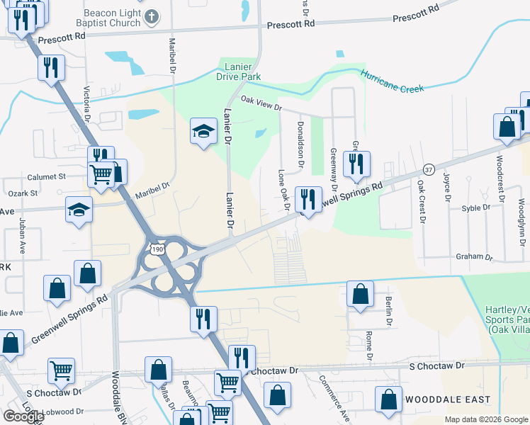 map of restaurants, bars, coffee shops, grocery stores, and more near 3324 Gerlando Drive in Baton Rouge