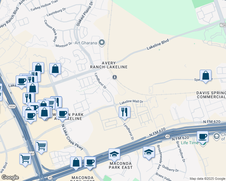 map of restaurants, bars, coffee shops, grocery stores, and more near in Austin