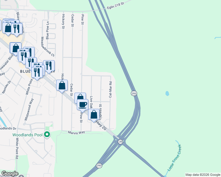 map of restaurants, bars, coffee shops, grocery stores, and more near 1479 Cat-Mar Road in Niceville