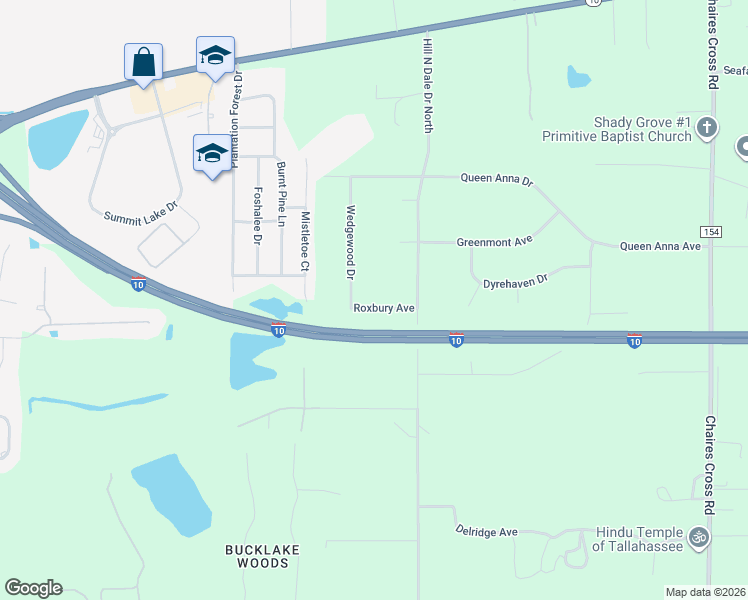 map of restaurants, bars, coffee shops, grocery stores, and more near 8152 Roxbury Avenue in Tallahassee