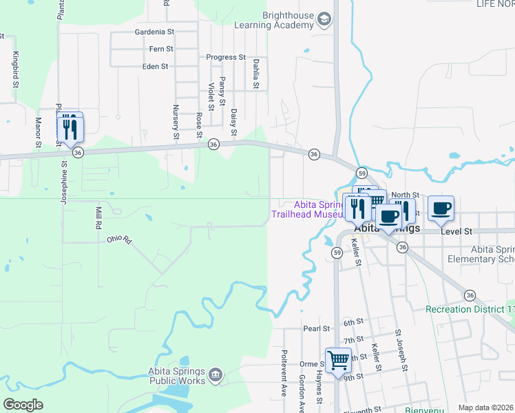 map of restaurants, bars, coffee shops, grocery stores, and more near 72511 Kustenmacher Road in Abita Springs