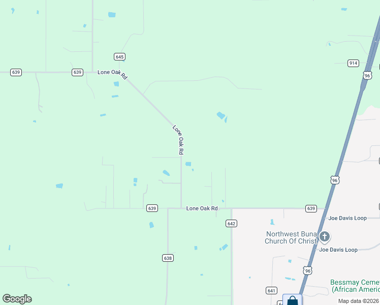 map of restaurants, bars, coffee shops, grocery stores, and more near 308 Private Road 5295 in Buna