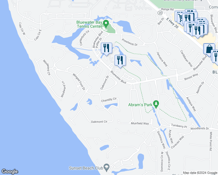 map of restaurants, bars, coffee shops, grocery stores, and more near 145 Gleneagles Drive in Niceville