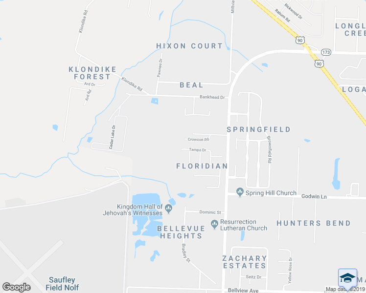 map of restaurants, bars, coffee shops, grocery stores, and more near 6640 Tampa Drive in Pensacola