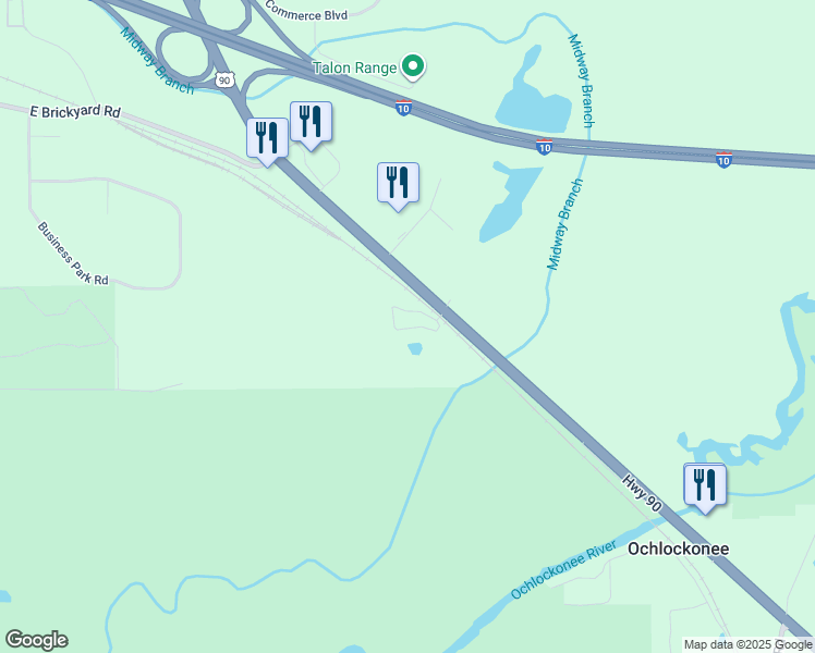 map of restaurants, bars, coffee shops, grocery stores, and more near 33870 Blue Star Highway in Midway